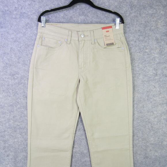 Levis 514 Jeans Mens 32x34 Khaki Beige Stretch Straight Leg 5 Pocket Pants - Picture 1 of 9